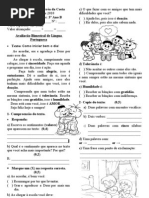 Avaliação Bimestral de Português - 1º Bimestre