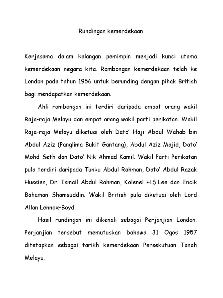 Rundingan Kemerdekaan Teks Pdf