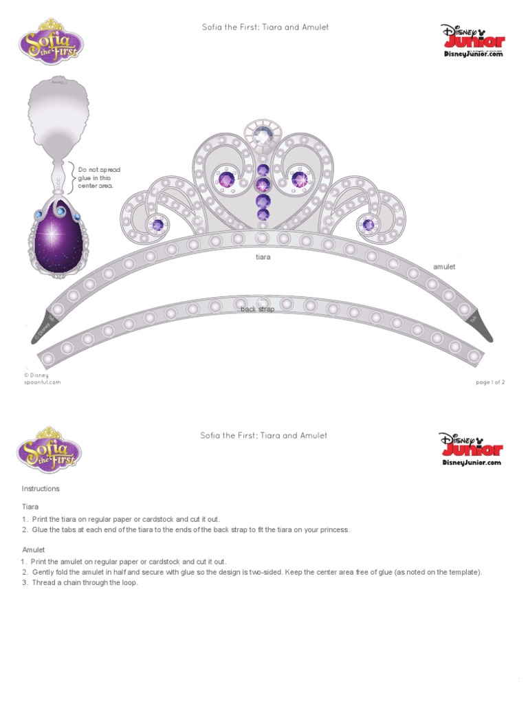 Disney Sofia The First Tiara Amulet Craft Printable 1012 PDF | PDF ...