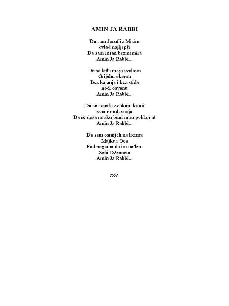 Amin Ja Rabbi | PDF