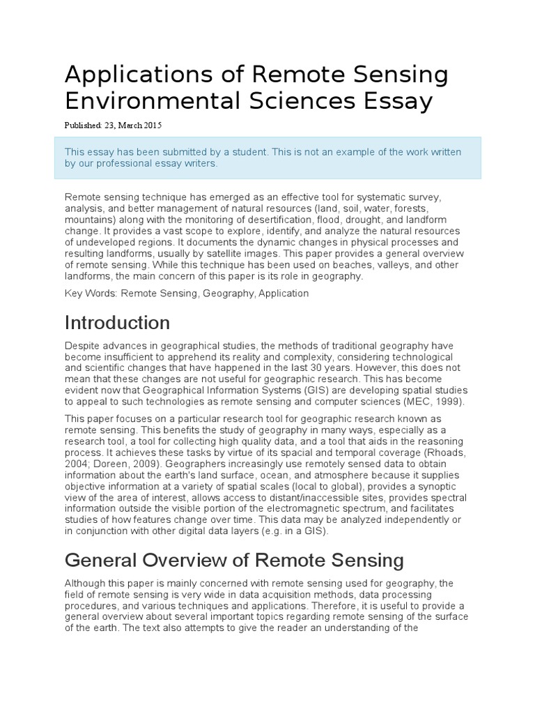 essay on remote sensing