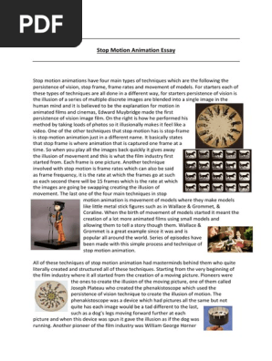 stop motion animation essay 