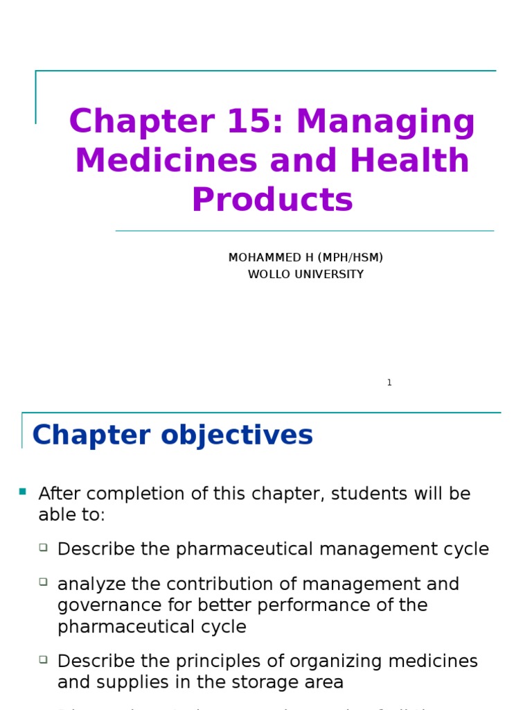 Chapter 15 - Managing Medicines and Health Products | PDF ...