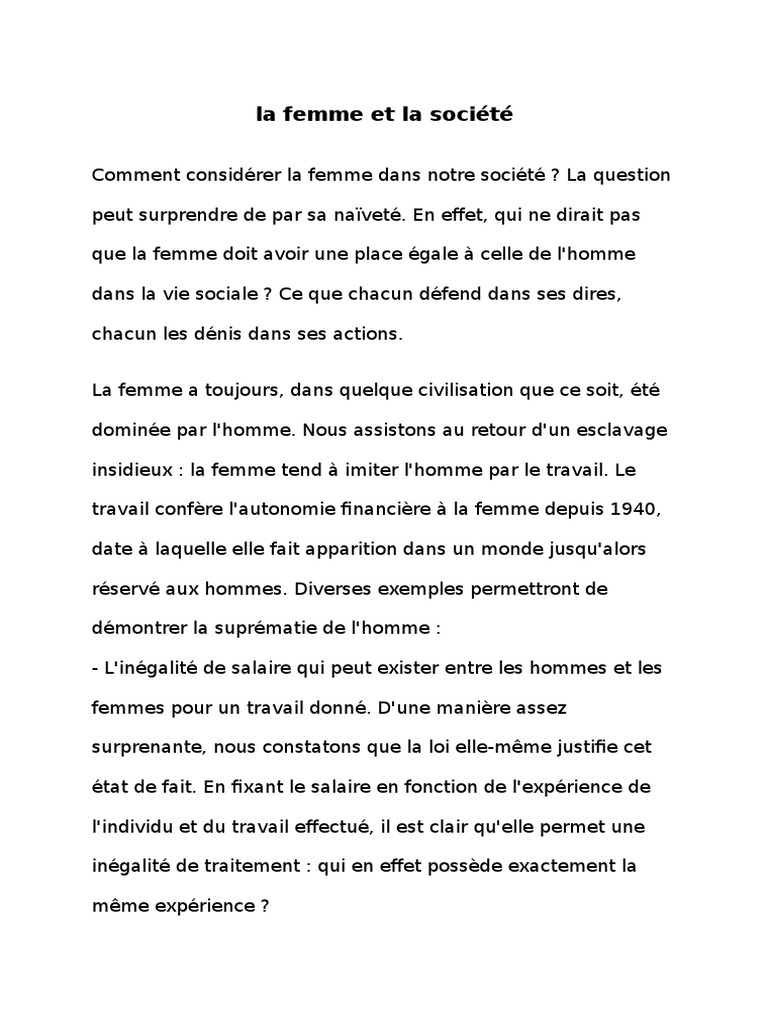 La Femme Et La Société PDF