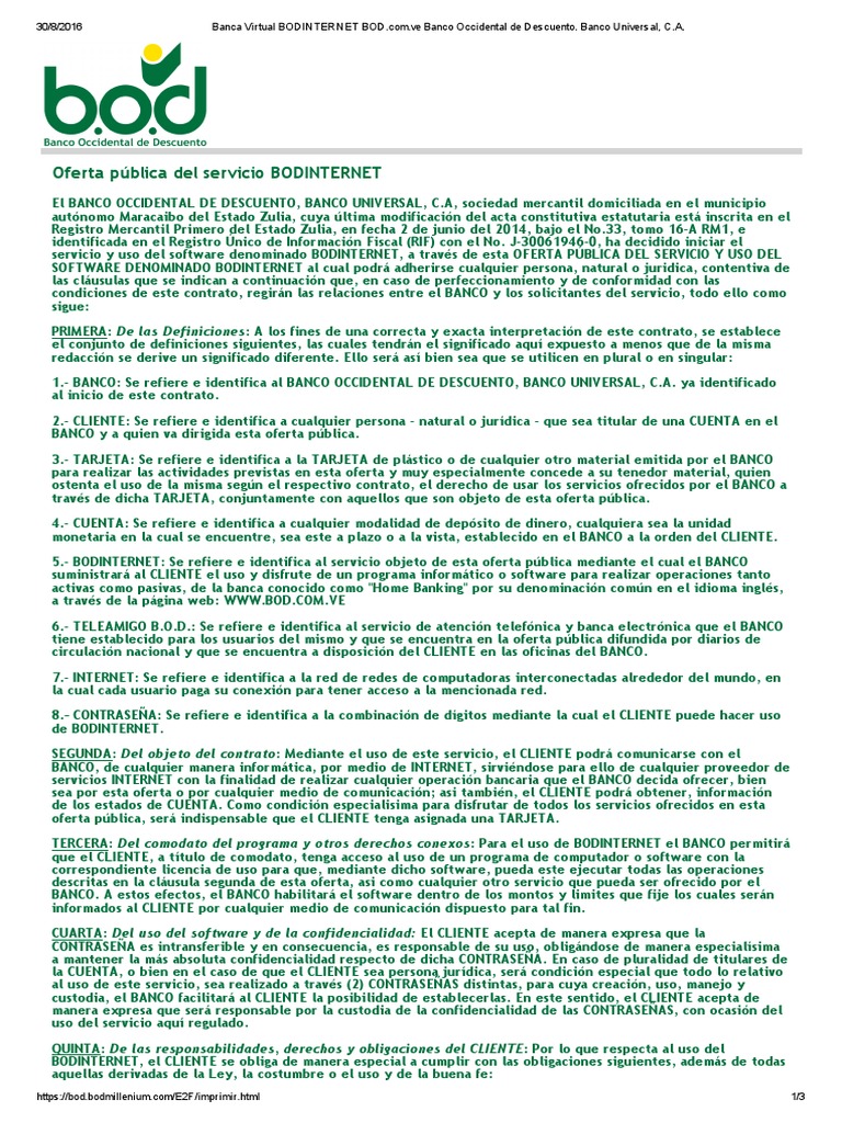 Banca Virtual Banco Occidental de Descuento.