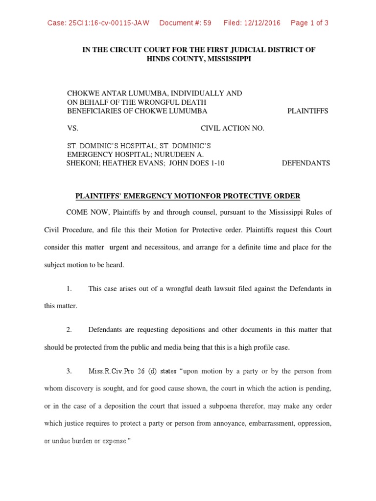 Mississippi Rules Of Civil Procedure >> Lumumba V St D Complete File Discovery Law Deposition Law Mississippi Rules Of Civil Procedure >> Lumumba V St D Complete File Discovery Law Deposition Law