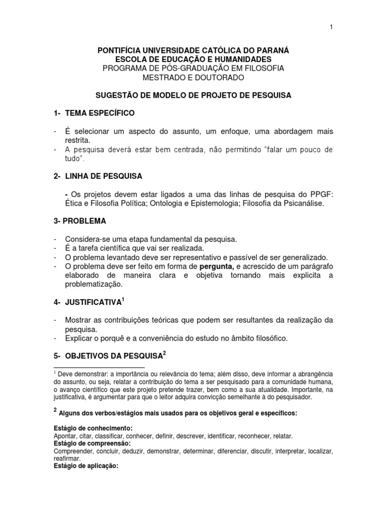 Modelo de Projeto de Pesquisa para Mestrado | PDF | Mestrado | Science