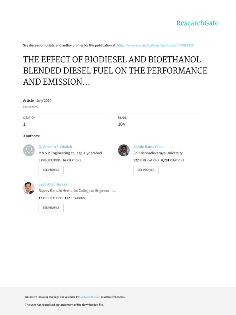 The Effect of Bidiesel | PDF | Biodiesel | Diesel Fuel