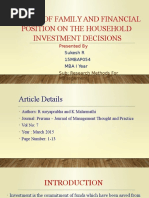 Impact of Family and Financial Position On The Household Investment Decisions