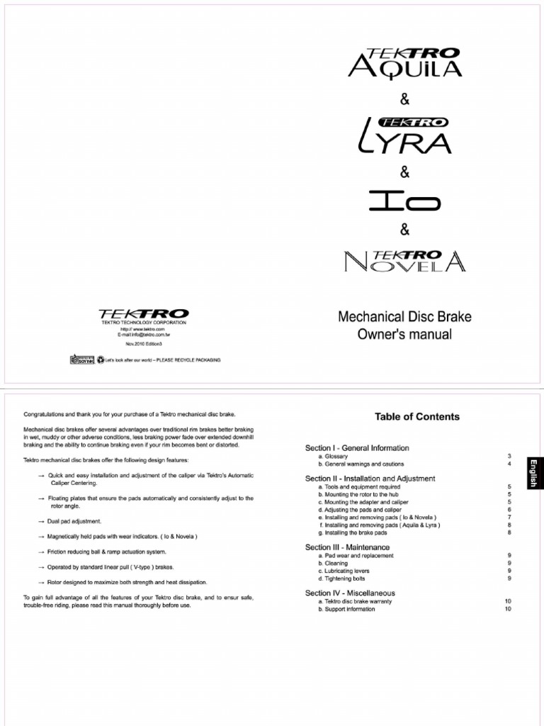 tektro novela manual