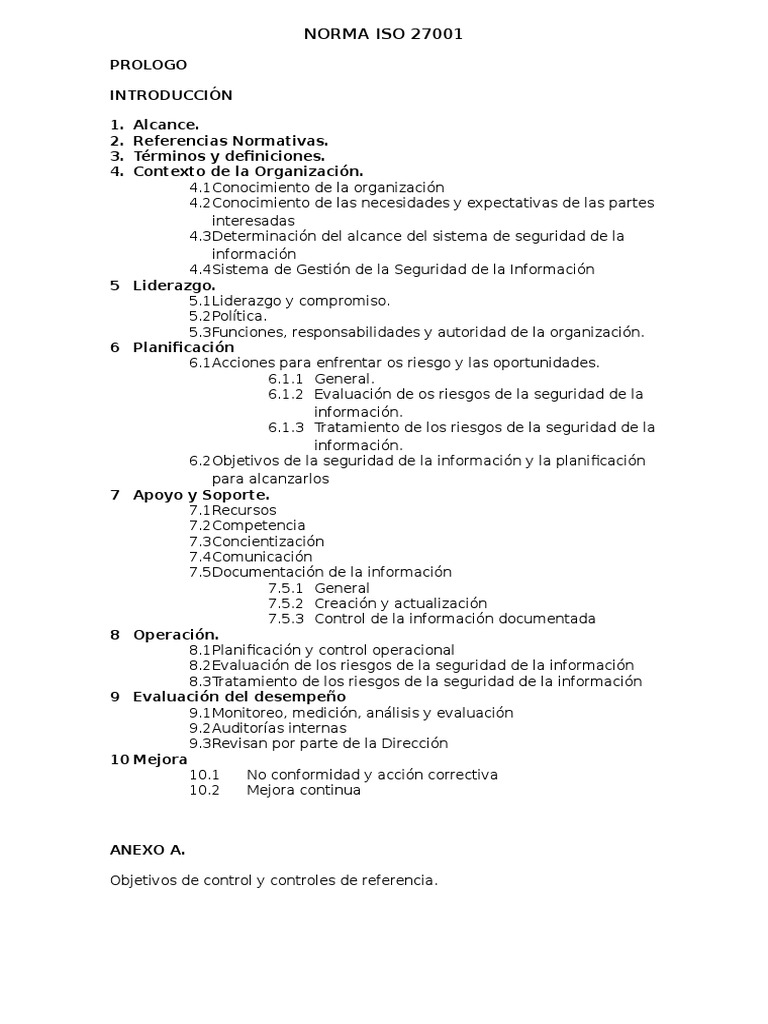 Estructura de la Norma ISO 27001 | PDF | Seguridad de información ...