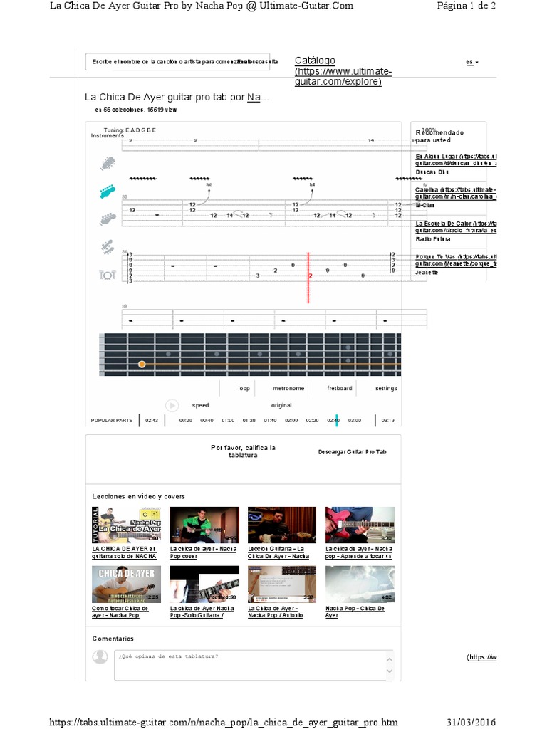 Letras, Notas, Punteos, Acordes y Tablaturas para Guitarra (Tabs & Chords)