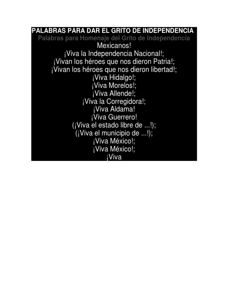 Palabras Para Dar El Grito de