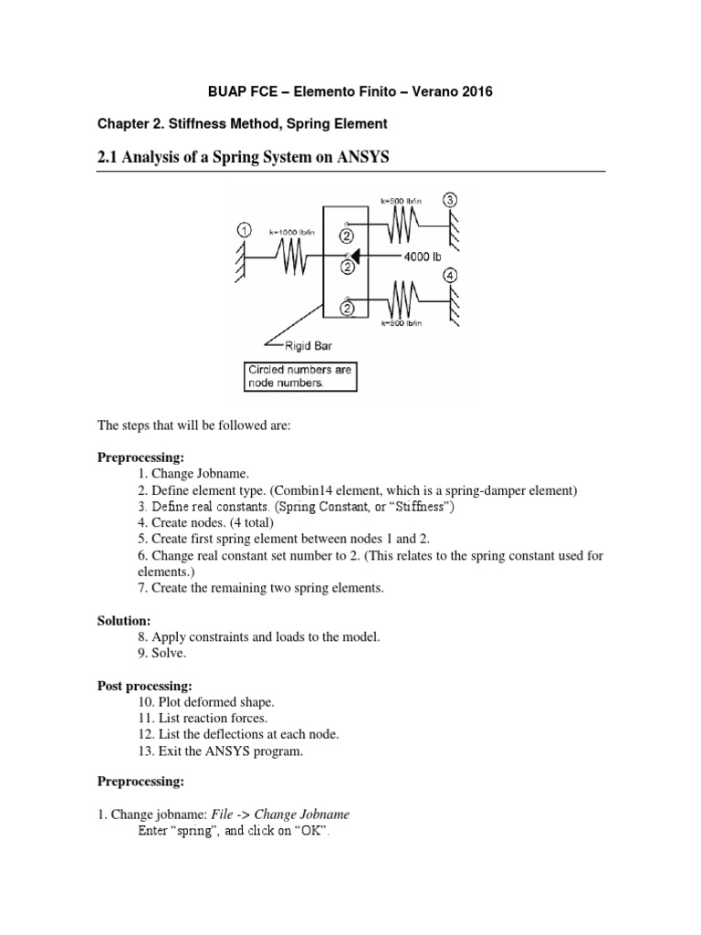 ANSYS Spring Element Analysis Guide | PDF | Command Line Interface ...