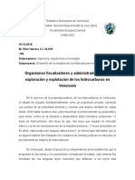 Ensayo Organismos Fiscalizadores y Abministrativos de La Exploracion Del Petroleo en Venezuela