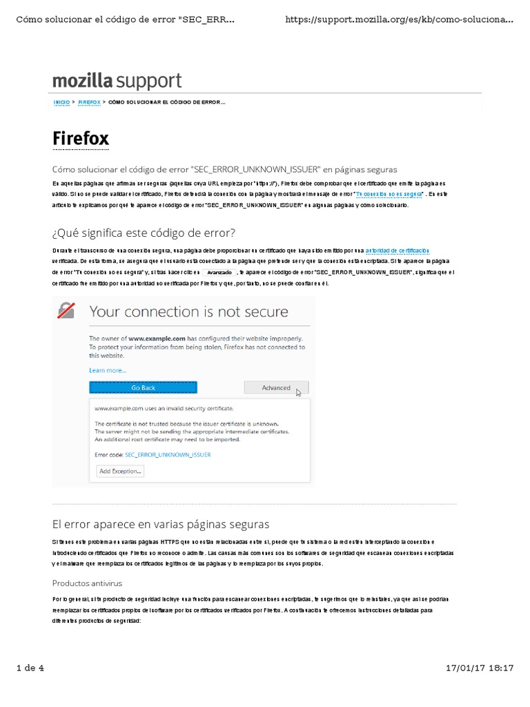 Soluciona SEC_ERROR_UNKNOWN_ISSUER en Firefox | PDF | Transport Layer ...