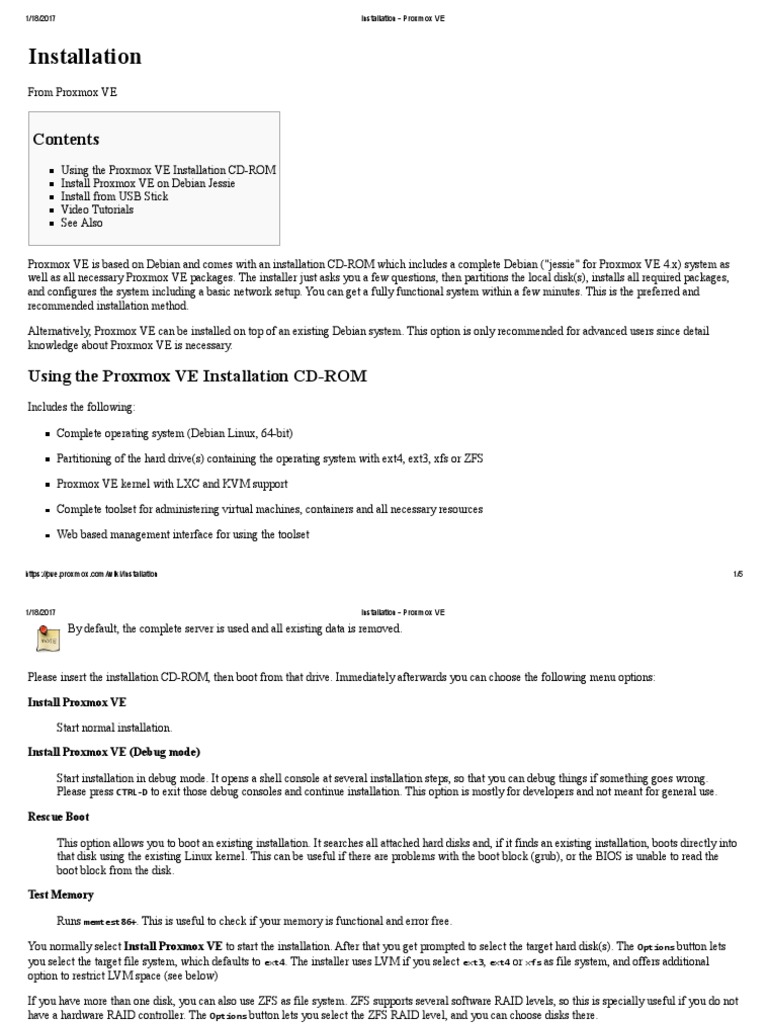 Proxmox VE Installation Guide | PDF | Booting | Installation (Computer ...