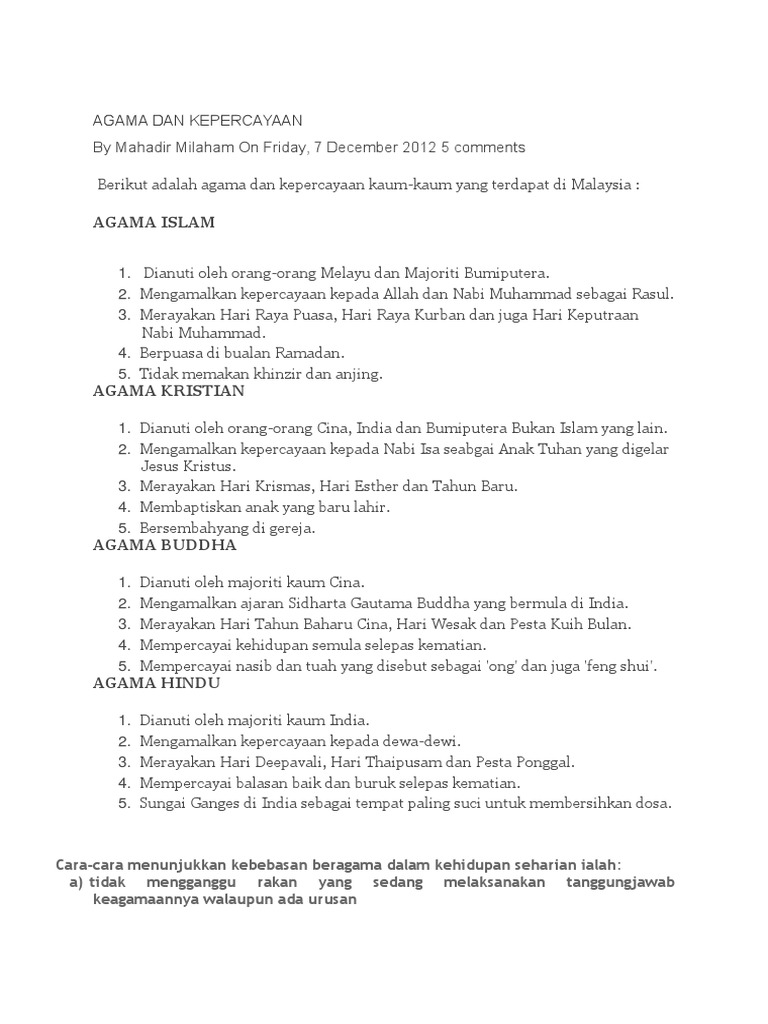 Agama Dan Kepercayaan Pdf