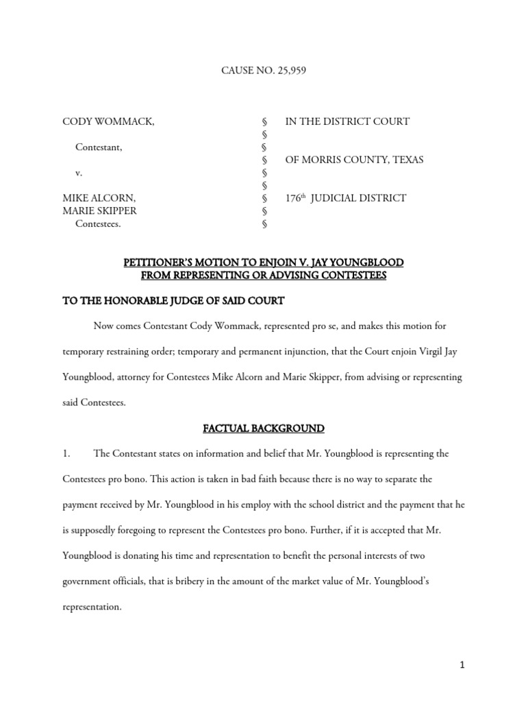 Motion to Enjoin Attorney Representation | PDF | Injunction | Lawyer