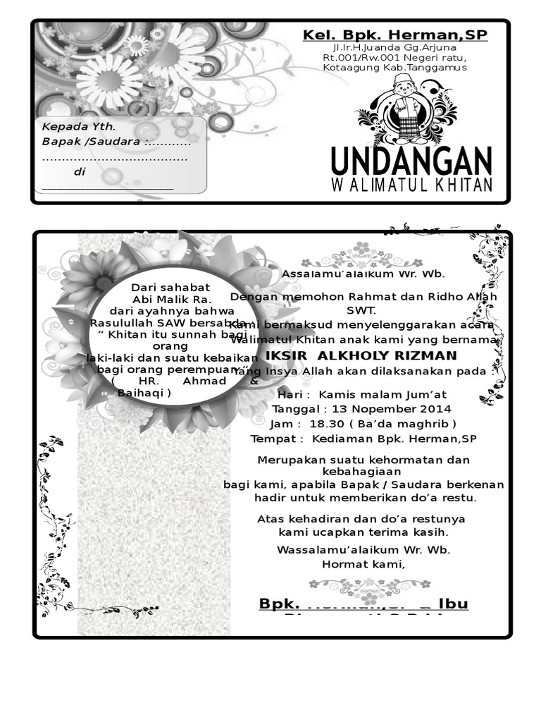 Undangan Walimatul Khitan