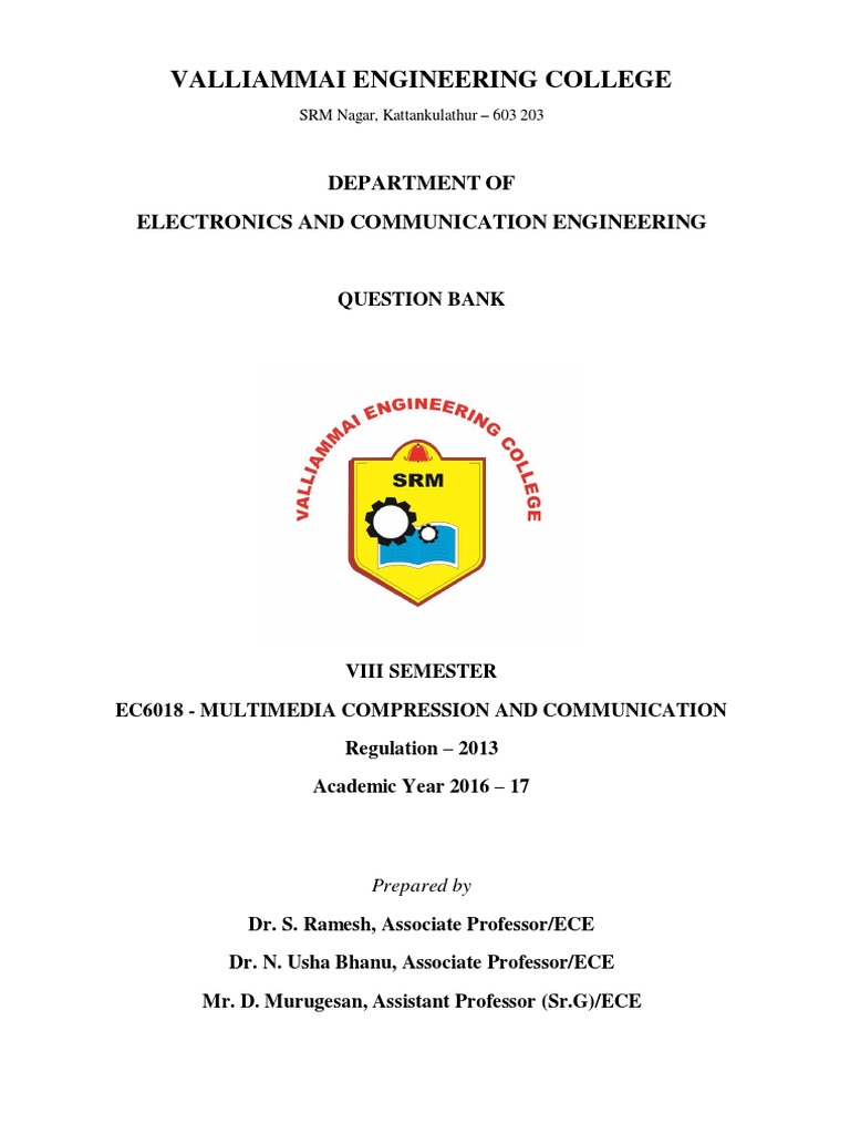 Multimedia Compression Question Bank | PDF | Data Compression | Session ...