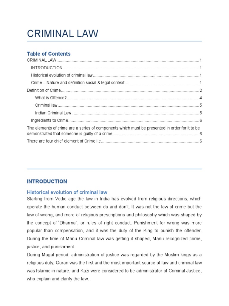 Evolution of Criminal Law | PDF | Intention (Criminal Law) | Mens Rea