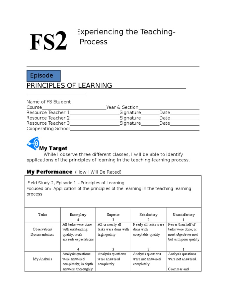 Principles of Learning in Teaching Observations | PDF | Lesson Plan ...