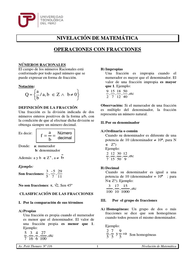 NM-S - Operaciones Con Fracciones | PDF | Fracción (Matemáticas ...