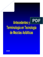 A. - Antecedentes y Terminologia en Tecnología de Mezclas Asfálticas