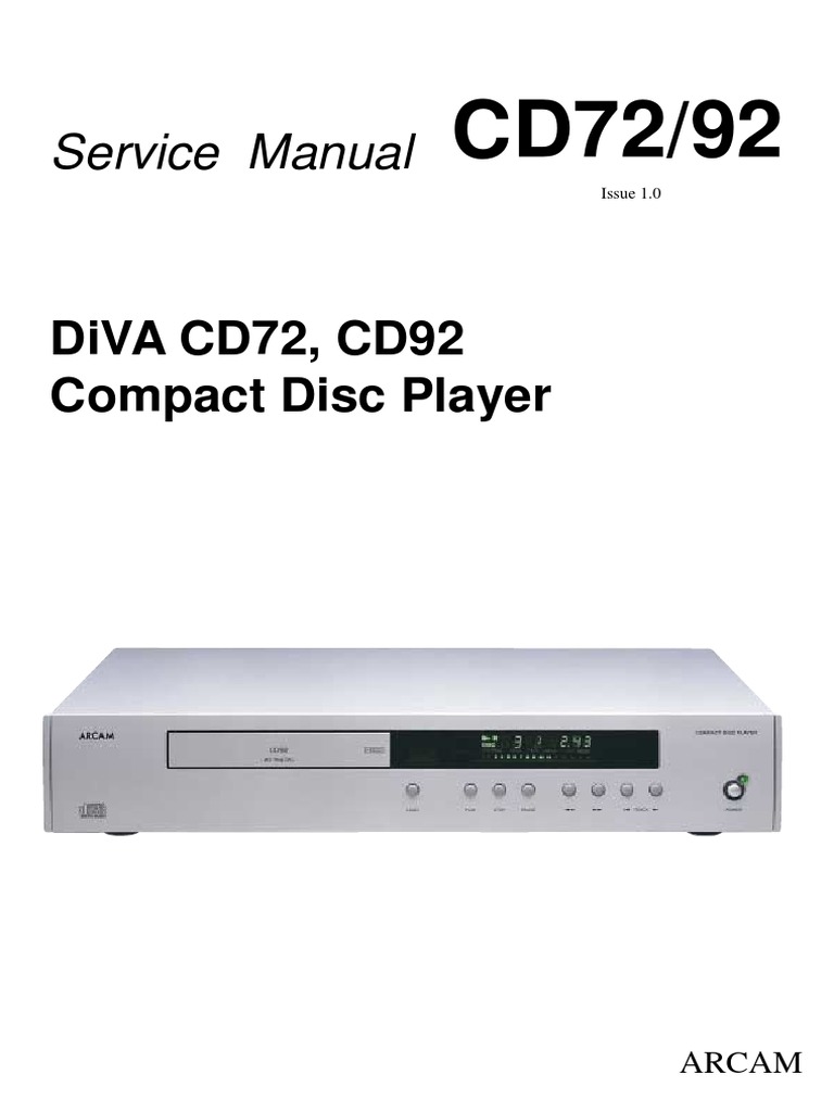 Arcam CD72 CD92 Service PDF | PDF | Digital To Analog Converter