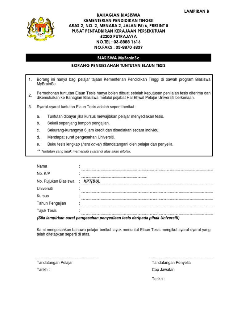 Lampiran B Tesis Pdf