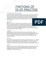 Definitions of Codes of Practise