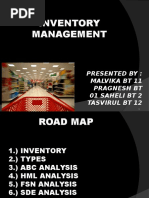 Inventory Management: Presented By: Malvika BT 11 Pragnesh BT 01 Saheli BT 2 Tasvirul BT 12