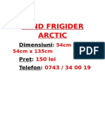 Vand Frigider Arctic: Dimensiuni Pret: Telefon