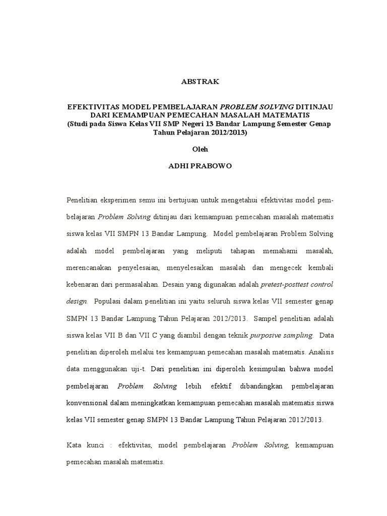 Contoh Abstrak Tesis Unila Pdf