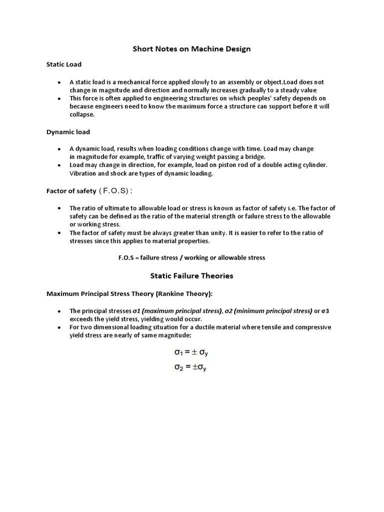 Machine Design Short Notes PDF | PDF