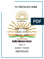 Kendriya Vidyalaya Durg: Certificate