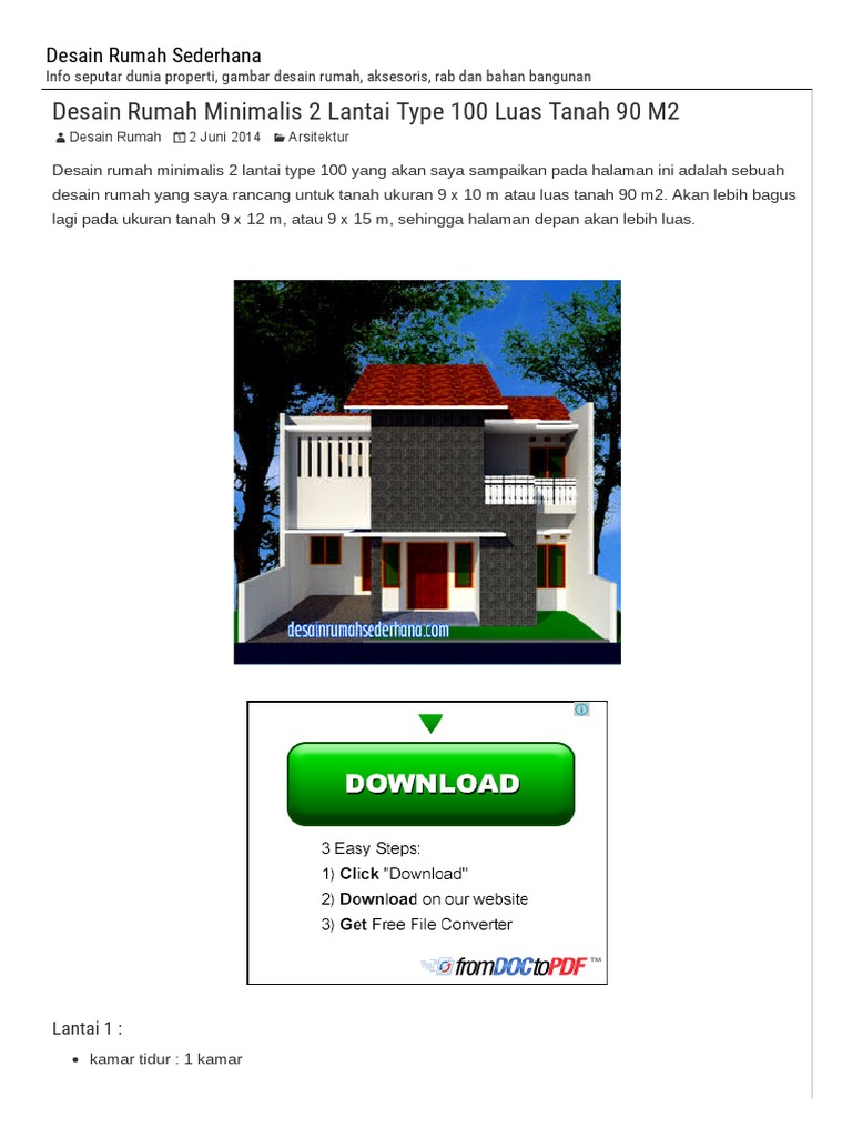 Desain Rumah Minimalis 2 Lantai Type 100 Luas Tanah 90 M2 Desain Rumah Minimalis 2 Lantai Type 100 Luas Tanah 90 M2