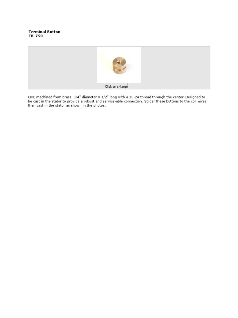Terminal Button TB750 Click To Enlarge PDF