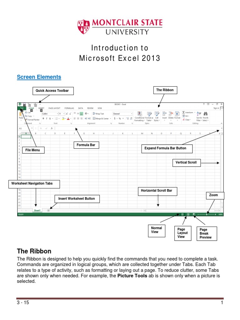 Excel 2013: Navigating Basics Guide | PDF | Spreadsheet | Microsoft Excel