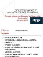 Memorias de Taller de Reforzamiento para Auditores Internos - Redacción de Hallazgos