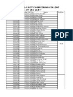 CSE and IT student roll numbers