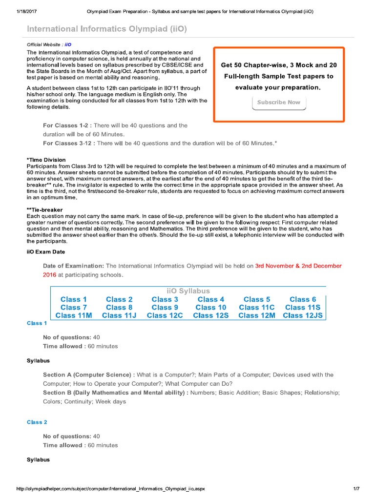 International Informatics Olympiad (IiO) Guide | PDF
