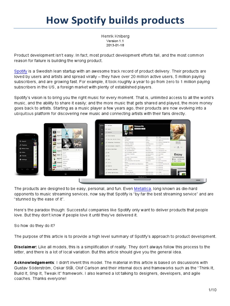 Spotify's Product Development Model | PDF | Spotify | Agile Software ...