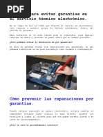 7 Pasos Para Evitar Garantías En El Servicio Técnico Electrónico.