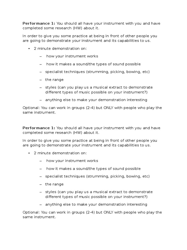 Performance 1: You Should All Have Your Instrument With You and Have | PDF