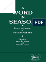 James D. Martin, Philip R. Davies Eds. Word in Season Essays in Honour of William McKane Jsot Supplement Series #42 1986 PDF