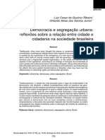 Democracia e Segregação Urbana: Re Exões Sobre A Relação Entre Cidade e Cidadania Na Sociedade Brasileira