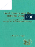 Jeffrey A. Fager Land Tenure and The Biblical Jubilee Jsot Supplement Series 1993 PDF