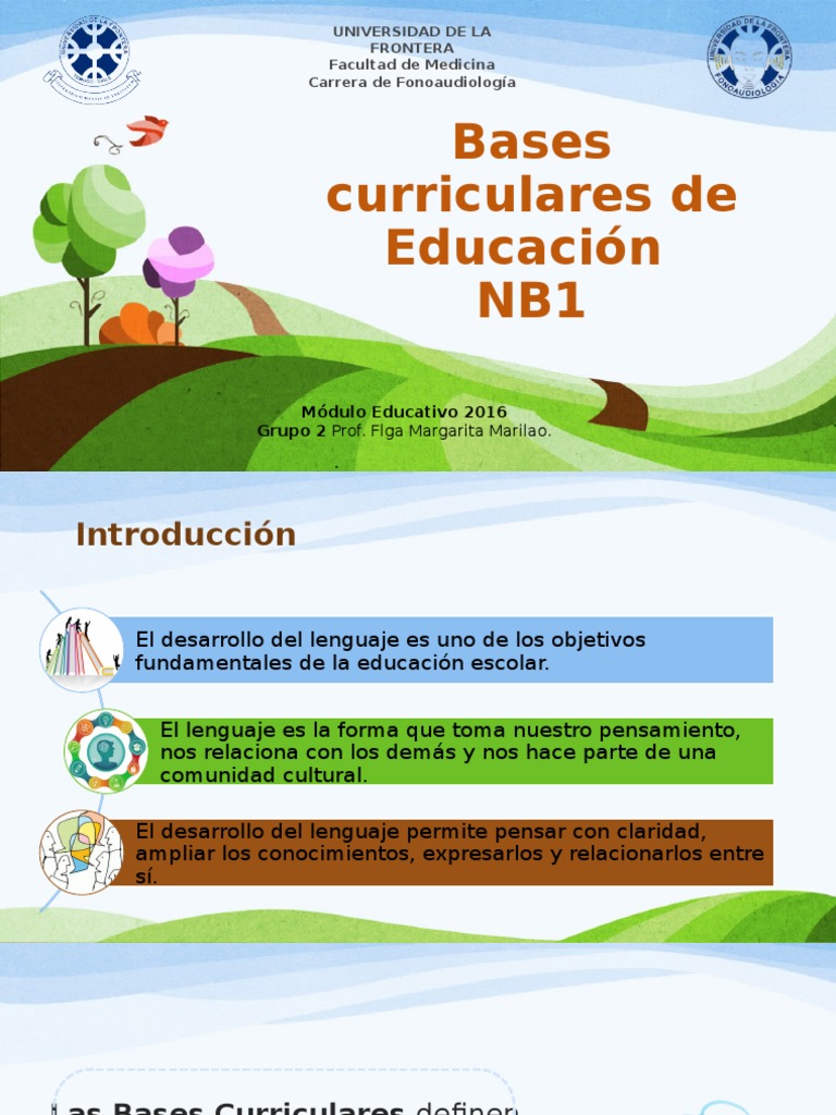 Bases Curriculares NB1 Presentación 1 1 PDF Escritura Aprendizaje